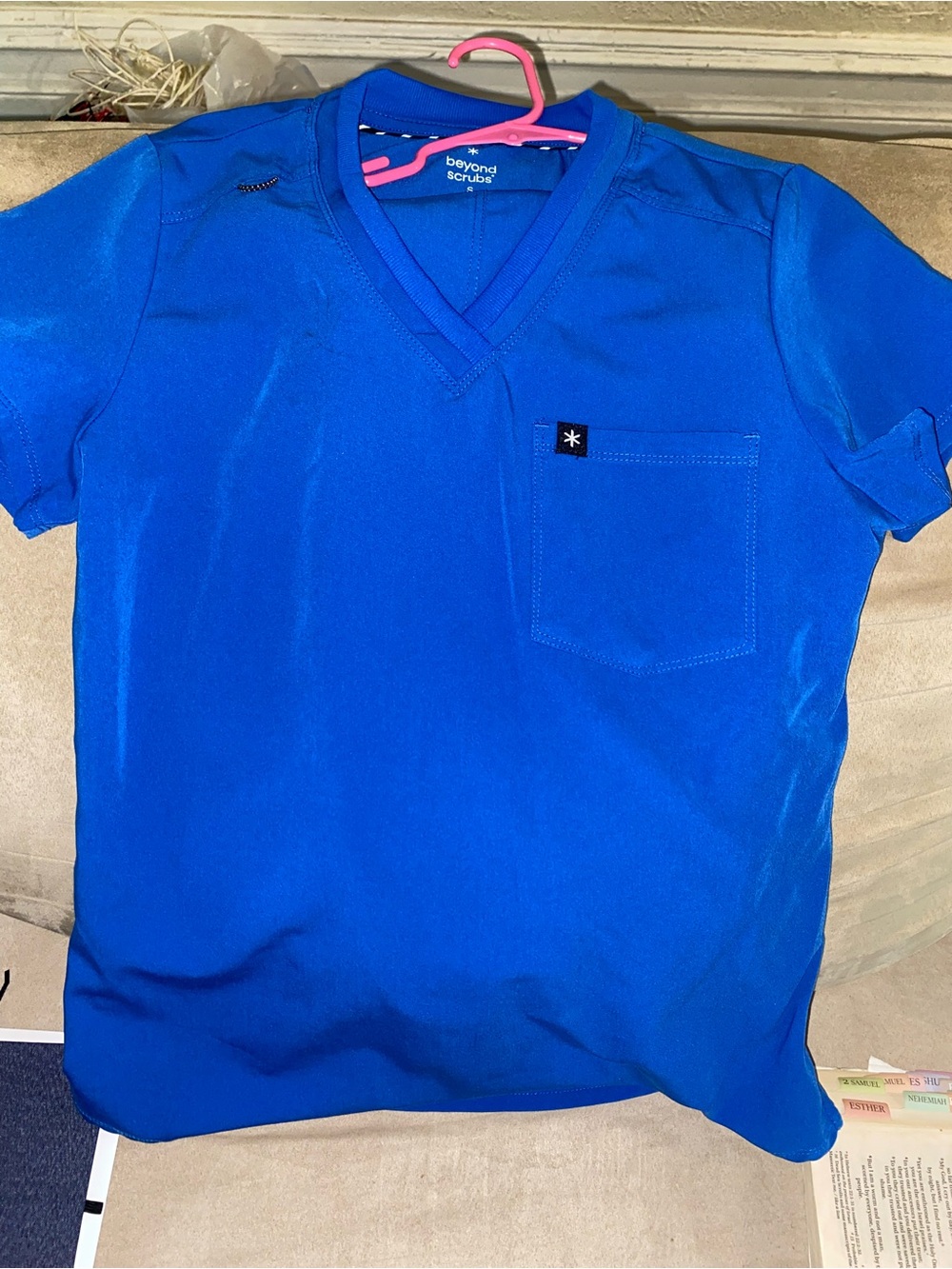 Beyond Scrubs Cobalt V-Neck Pocket Tee
